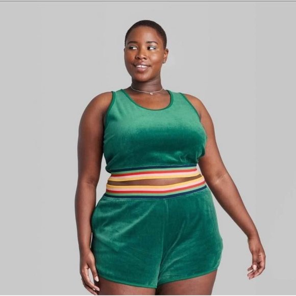 wild fable Tops - NWT Wild Fable Green Velour Crop Top Size 1X